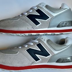 New Balance 574 - Men’s Sz 10 - Gray, Red, White, And Navy Blue