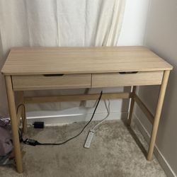 Room Essentials Scandi Desk with Drawers – Natural Finish