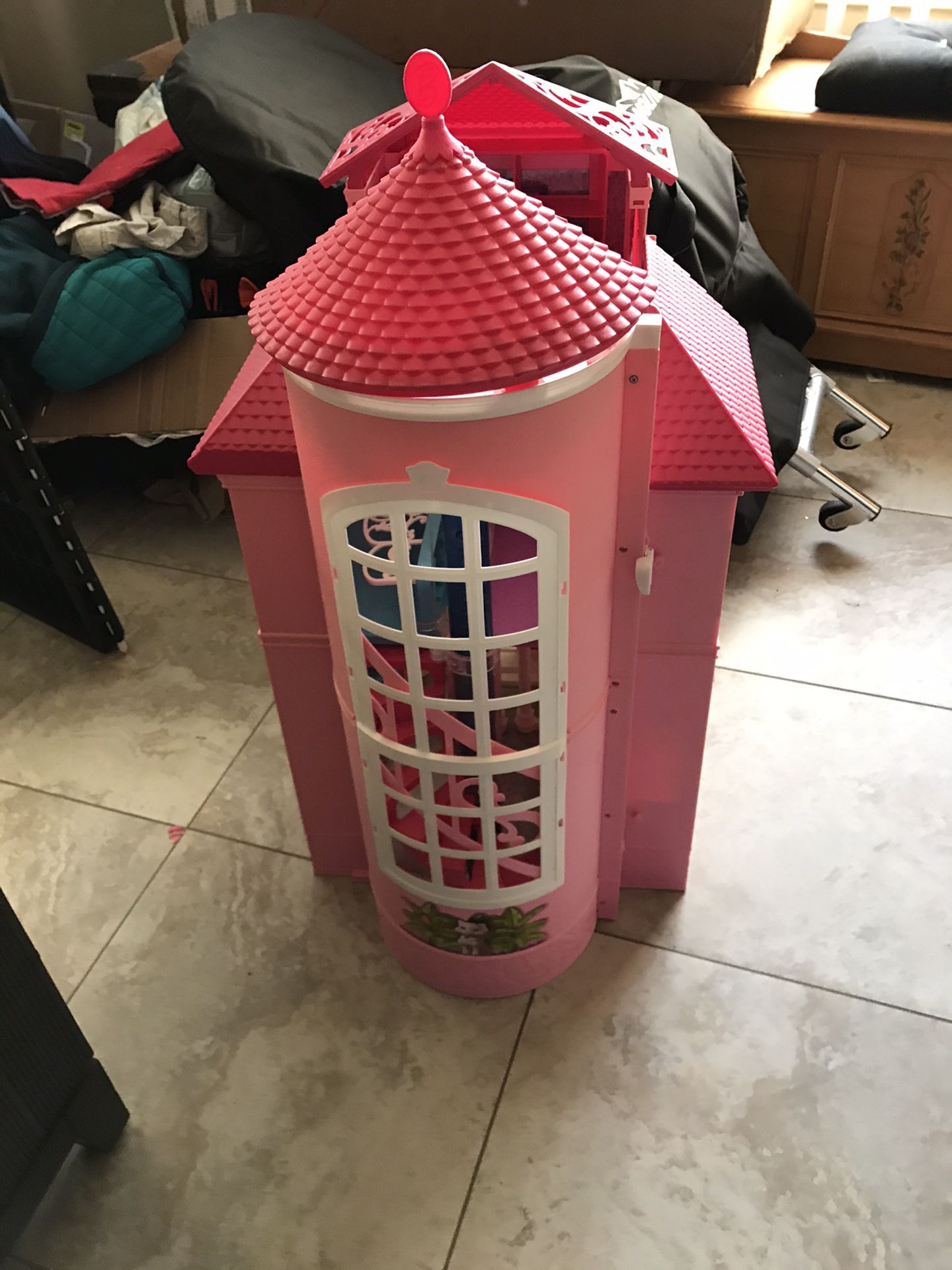 Barbie Doll house with dolls and furniture