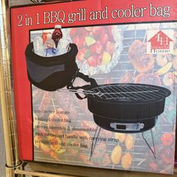 Two and one barbecue grill and cooler