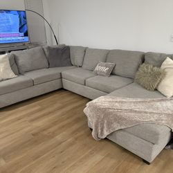 Grey 2 Piece U Shaped Sectional 
