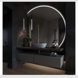 Half Moon LED Mirror