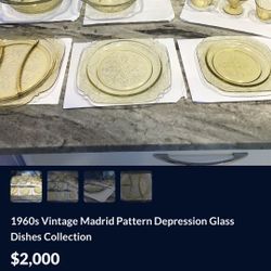 $1300 Entire Collection 1960s Vintage Madrid Amber Depression Glass 