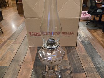 Vintage Rose Glass Oil Lamp Hurricane Style, square base