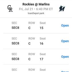 Marlins v. Rockies Tickets 🎟  For This Friday (7/21)