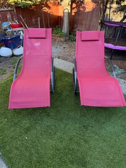 Set of Red Outdoor Lounge Chairs