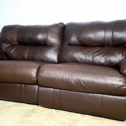 Brown Leather Reclining Sofa Couch. NOT FREE - MAKE ME AN OFFER - PICKUP OR DELIVERY AVAILABLE.