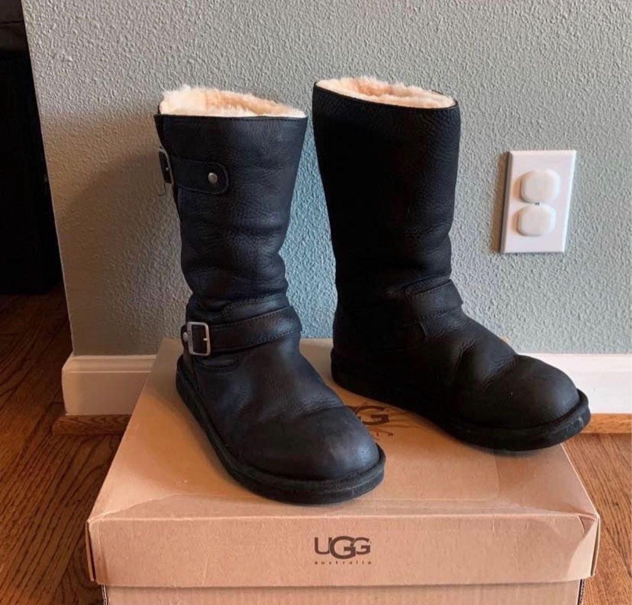 UGG Black Kensington Moto boots