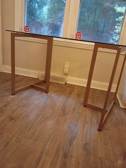 Glass Dining Table + 2 Purple Tufted Chairs – $40 OBO