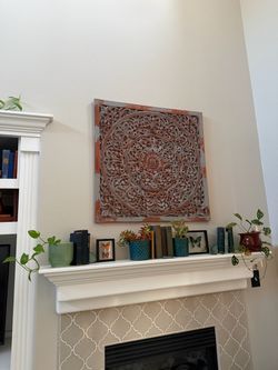 Large Carved Wood Mandala Wall Art Panel