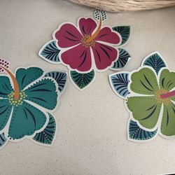 20 Paper Hawaiian Hibiscus Flower Cutout Decor Birthday, Luau, Graduation, Spring, Summer