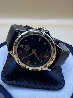 Elegant Wurth Quartz Men’s Watch. Gold Tone Bezel. Black Dial. Works Great .