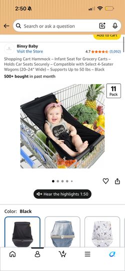 Baby grocery cart hammock