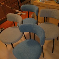 🪑 Set of 4 Modern Upholstered Chairs – 2 Blue, 2 Gray