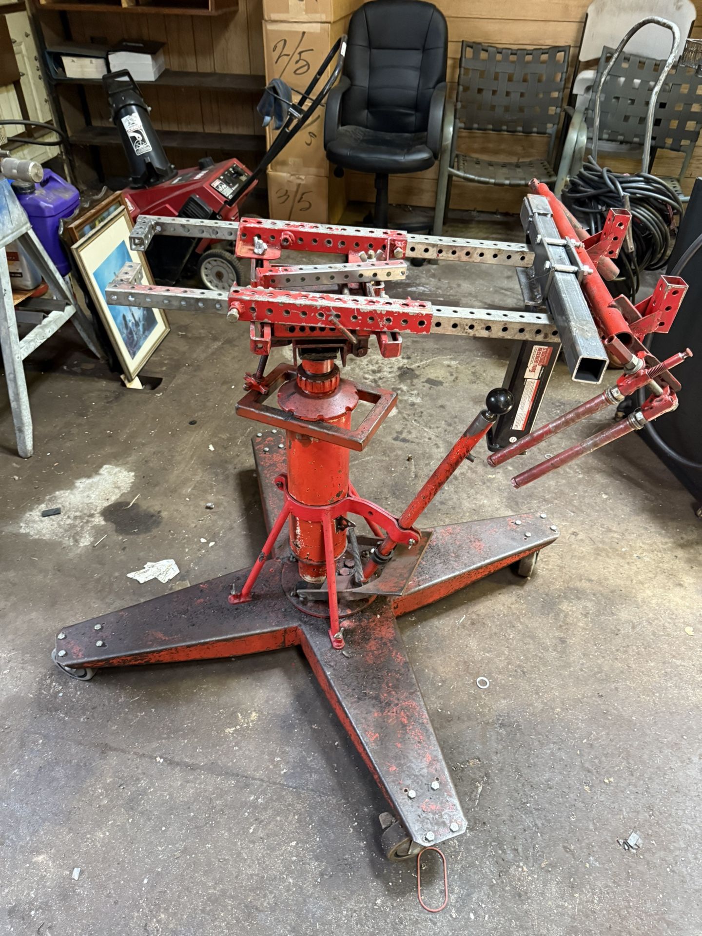 HEAVY DUTY TRANSMISSION JACK. $150.00 OR BEST OFFER.