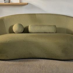Brand New Super Plush Olive Green Chenille Sofa (Pillows Included)