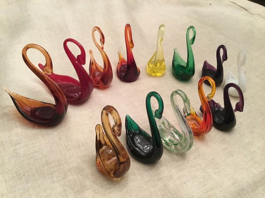 Hand blown glass swans