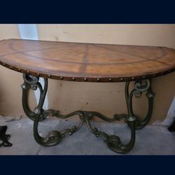 Leather Crescent Shaped Console Table