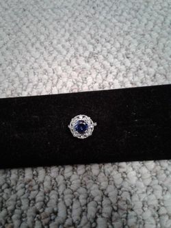 Beautiful blue sapphire and cz diamond ring