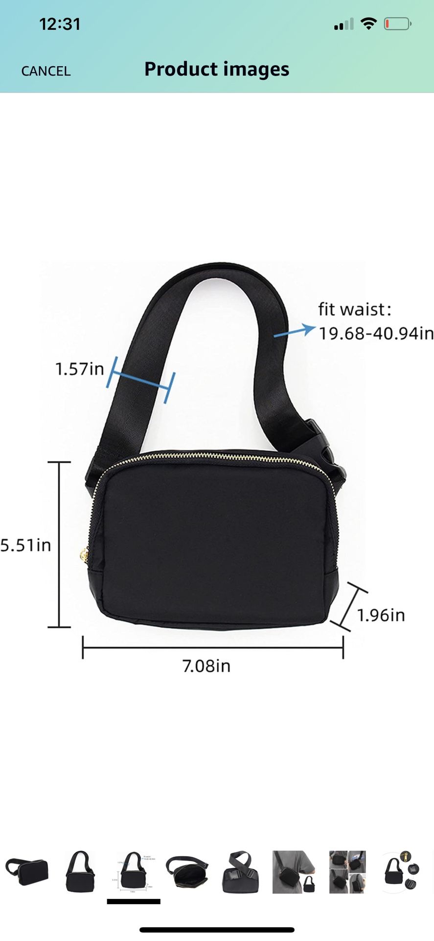 Mini Nylon Waist pack with 4 Zipper Pockets Belt bag with Adjustable Strap