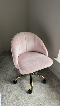 Pink Velvet And Gold Desk Chair