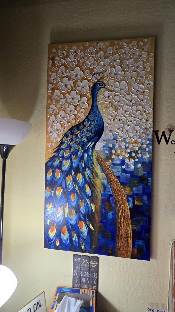 Large Peacock Wall Painting  (Price Negotiable) 