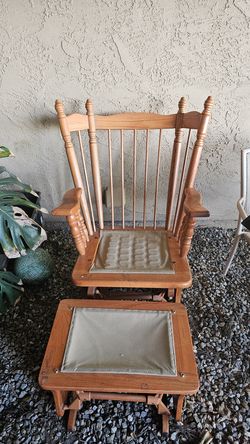 Solid Oak Spindle-Back Glider Rocking Chair