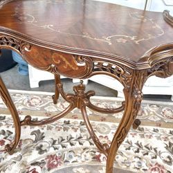 Beautiful Stunning Carved Parlor French Table Many Different Woods And Inlays 