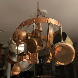 Copper Pot Rack (Includes Pots You See)