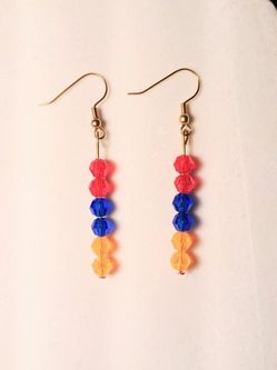 Armenian Flag Red Blue Orange Fish Hook Earrings
