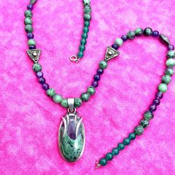 Genuine Ruby In Zoisite Necklace 