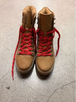 Shoe The Bear Suede Boots - Tan / Red Laces