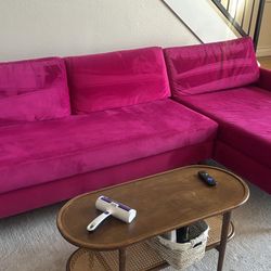 Hot Pink Velvet Sectional