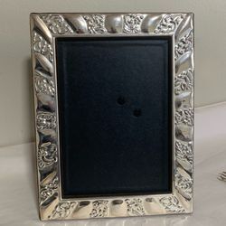 Vintage Silver-Plated Ornate Picture Frame 9x7 Easel Back Scrollwork Embossed