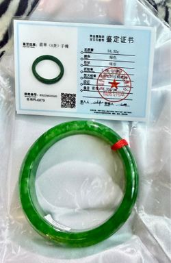 55mmCertificate (Grade A)Myanmar Natural Green Jadeite Jade Bangle