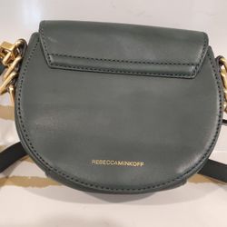 Womens Designer Rebecca Minkoff equestrian inspired bag purse Forest Green Small Astor Saddle Gold LEATHER