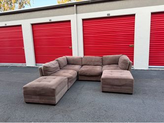 Brown 4 Piece U Shape Sectional Sofa With 2 Ottoman-Free Curbside Delivery