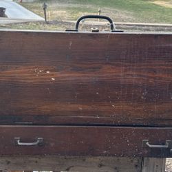 Antique solid, wooden carpenters tool chest