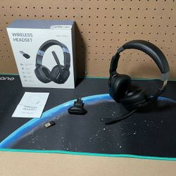 New Trucker Bluetooth Headset W/ Dongle, Wireless Headsets W/ Noise Cancelling Microphone, 50+Hrs HD Talktime Bluetooth Headphones W/ Detachable Earpa