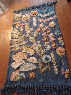 Deep textured Floral + designs Rug with Fringe $25. Obo