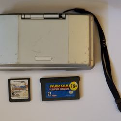 Nintendo Ds Phat Silver With Mario Kart And Scribblenauts Collection