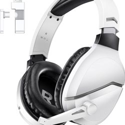 Wireless Gaming Headset with Noise Canceling Microphone for PS5, PC, PS4, 2.4G/Bluetooth Gaming Headphones with USB and Type-c Connector, Wired Mode f