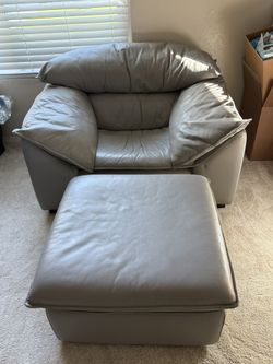 Genuine Leather Sofa w/ Ottoman 