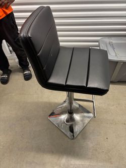Black Faux Leather Adjustable Bar Stool