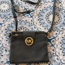Black Real Leather MK Purse 