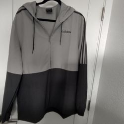 Grey Adidas Zip Up Hoodie Sz - L