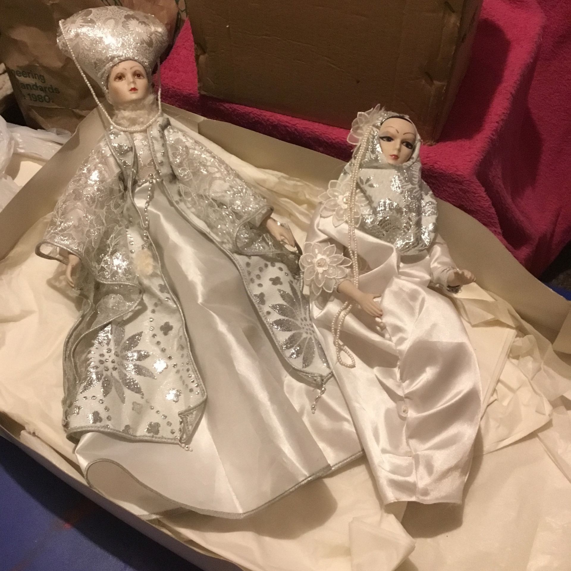Set Of Made In Thailand Porcelain Dolls