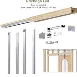 EaseLife 30x80in Pocket Door Frame Kit with Two-Way Soft Close Mechanism for 2X4 Studs Wall,Sliding Hardware for 24"-30" Wide Door,Aluminum,Slide Smoo