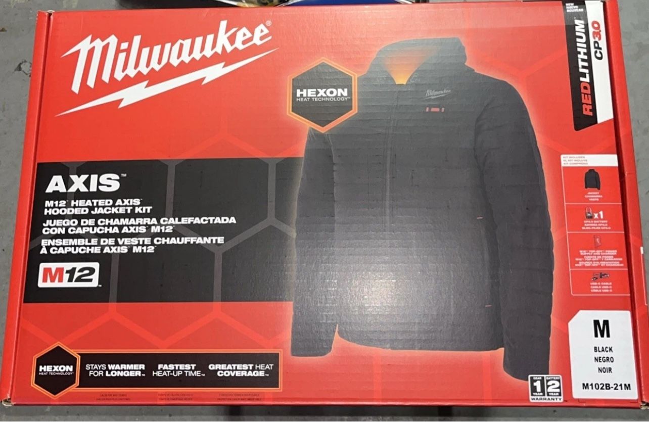 NEW-Milwaukee M102B-21M M12 12V Durable Li-Ion Heated AXIS Jacket