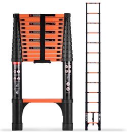 Telescoping Ladder, 16.5 FT, Aluminum Extension Ladder, 330 lbs Capacity, Collapsible Multi-Purpose Ladder for Home, Roof and RV; Orange